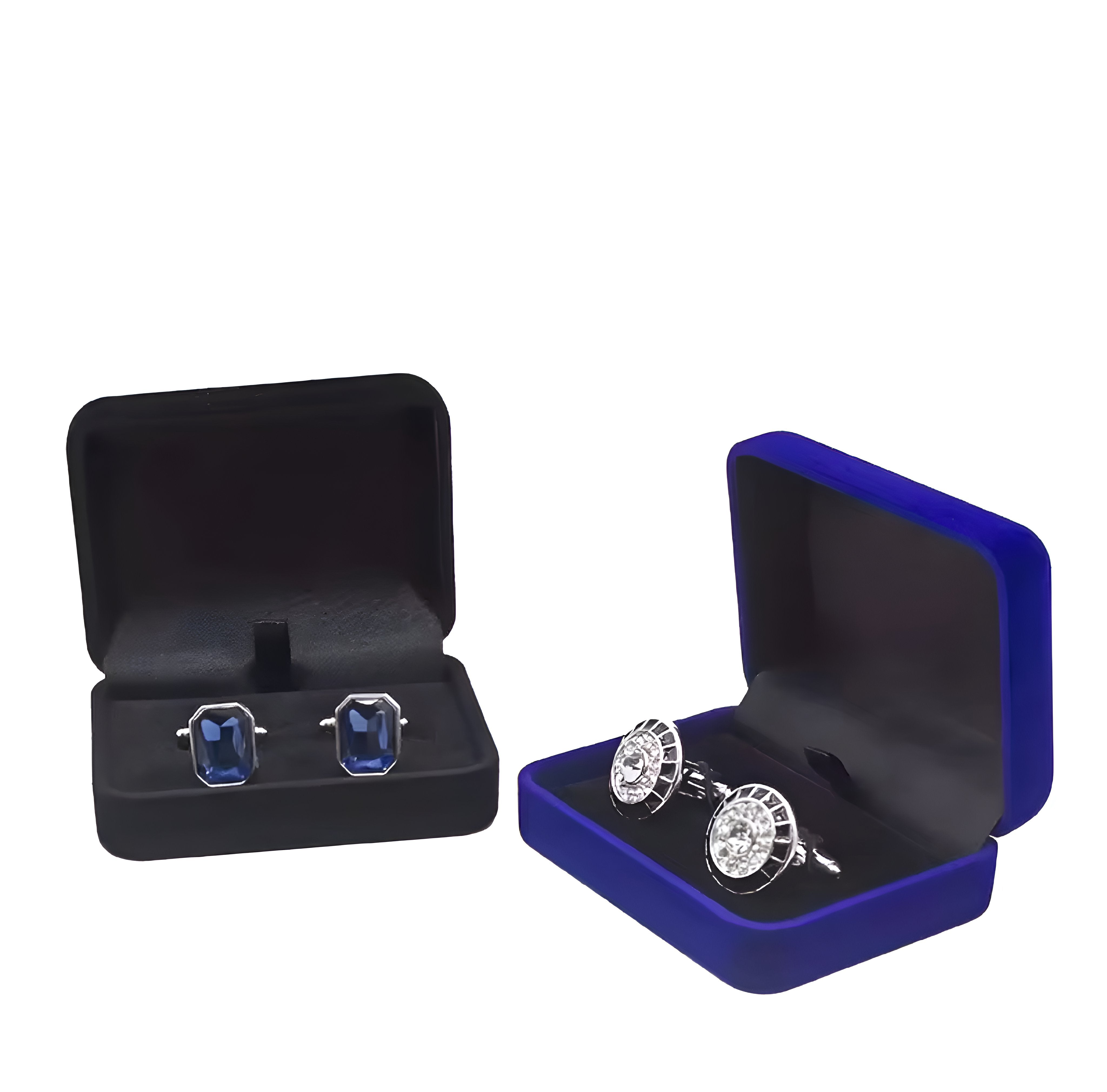 Luxury Royal Blue Velvet Cufflink Box