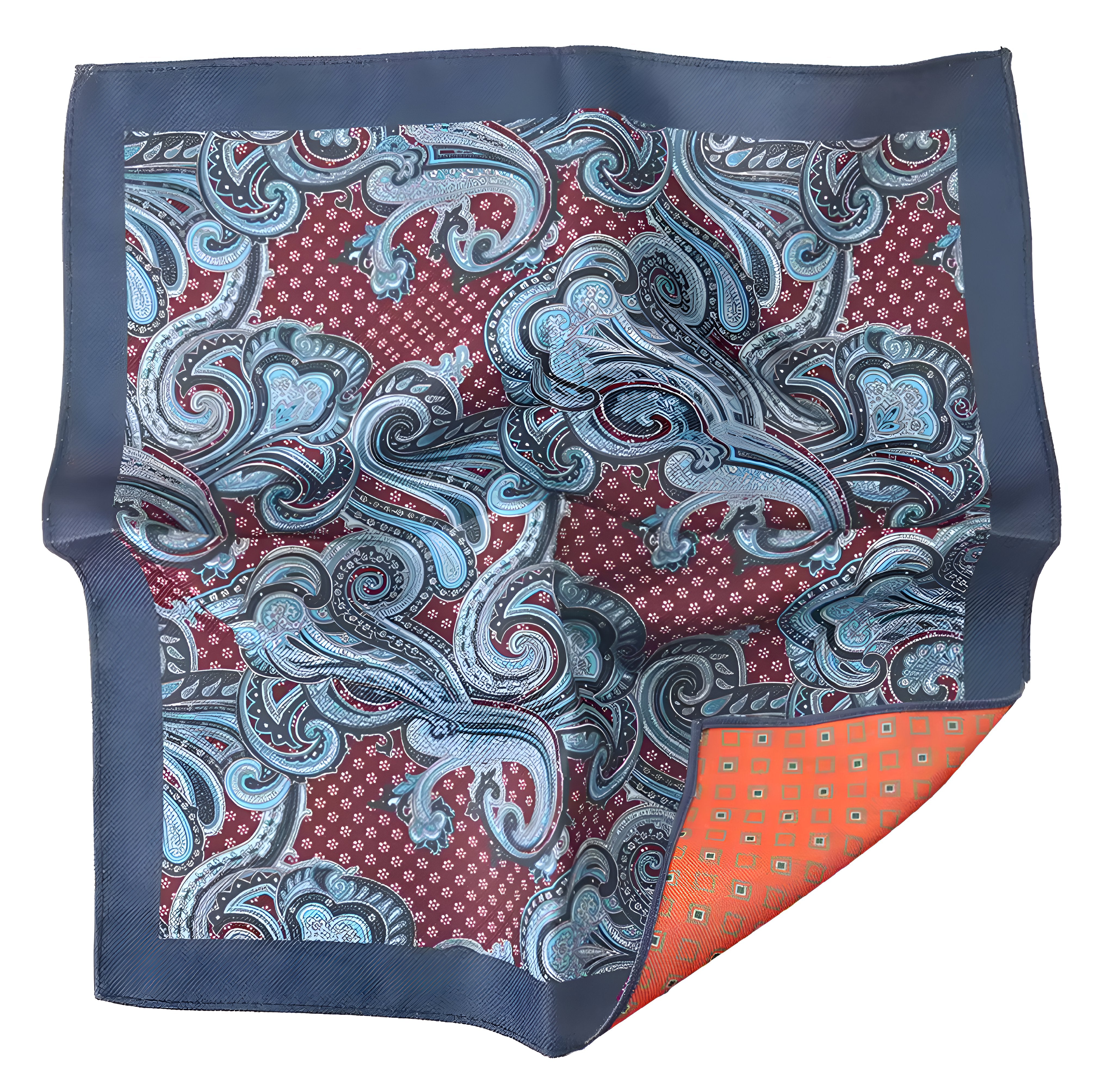 Deep Bordeaux Paisley Reversible Pocket Square