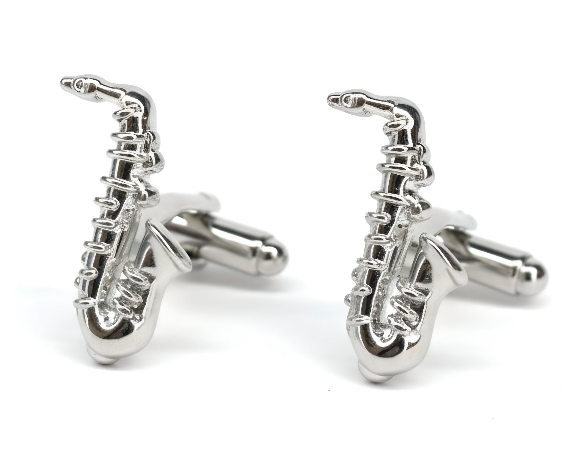 Silver Saxophone Cufflinks