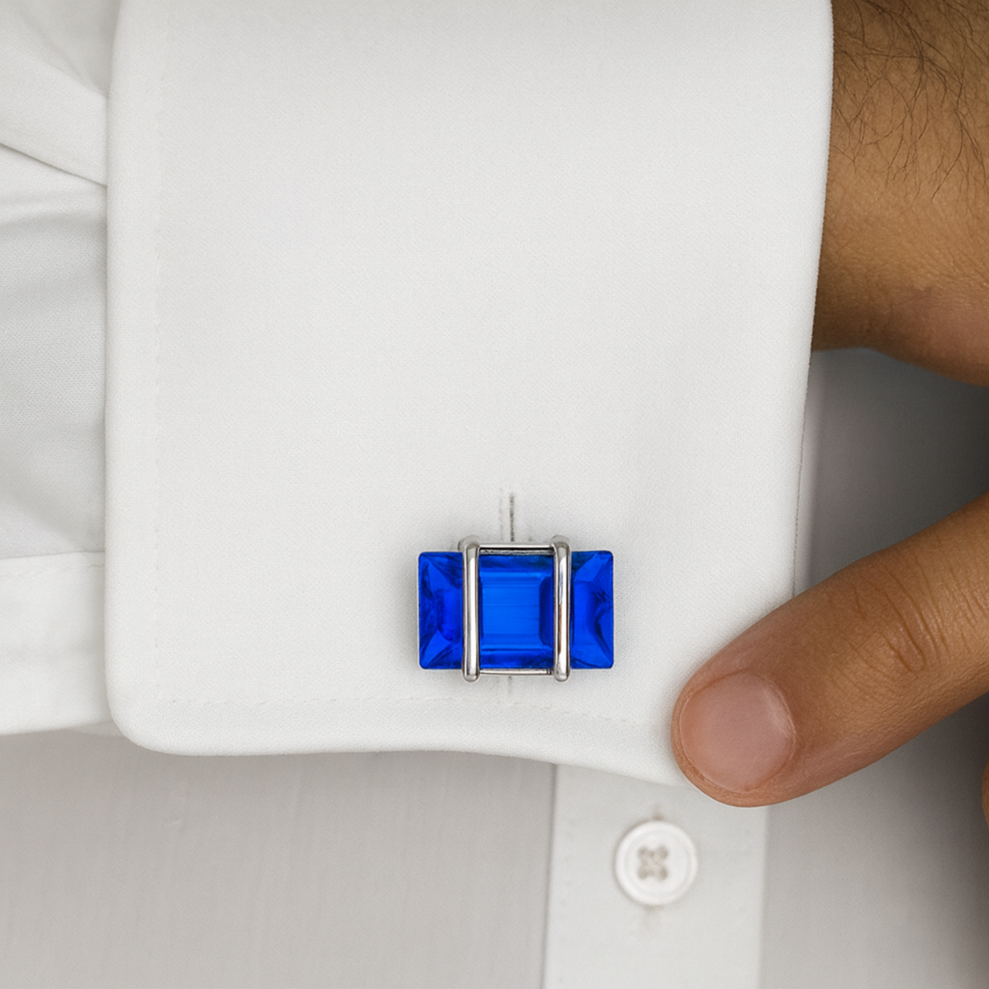 Blue Sapphire Glass Cufflinks