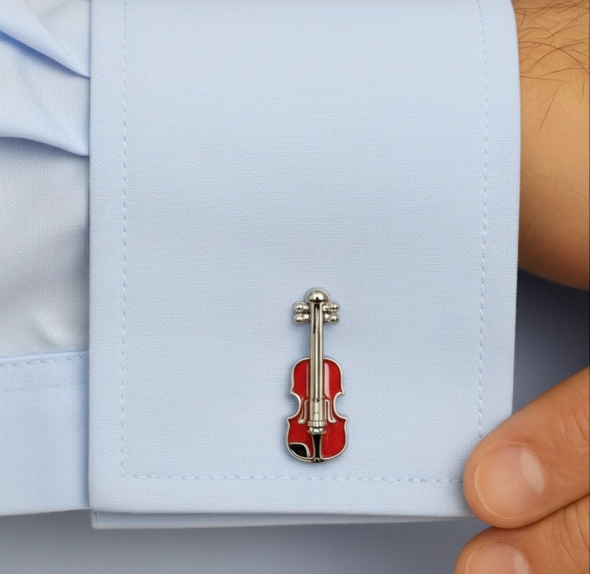 Red Violin Cufflinks — Elegance in Every Note