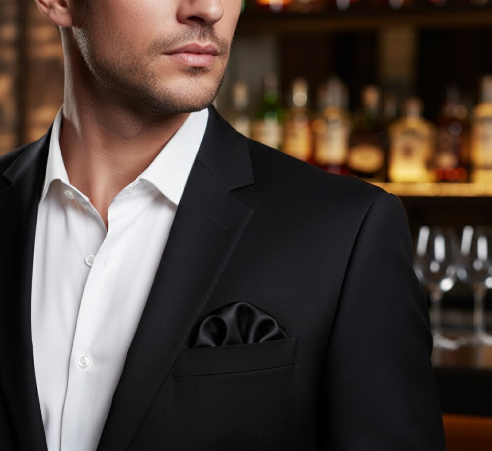 The Black Silk Pocket Square