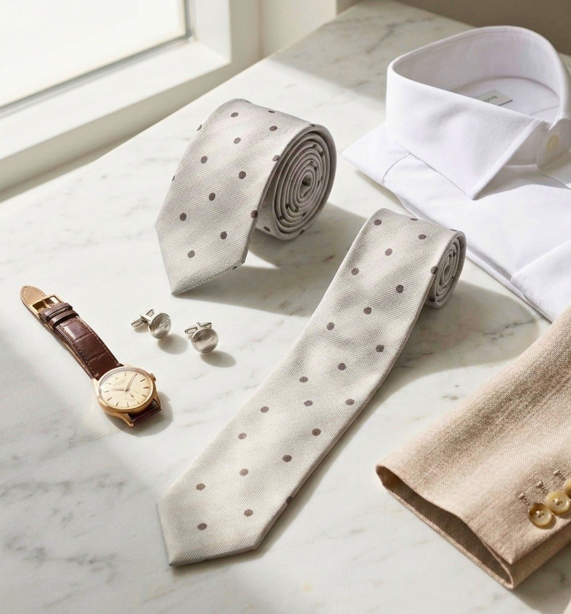 The Manhattan Silver Dot Tie