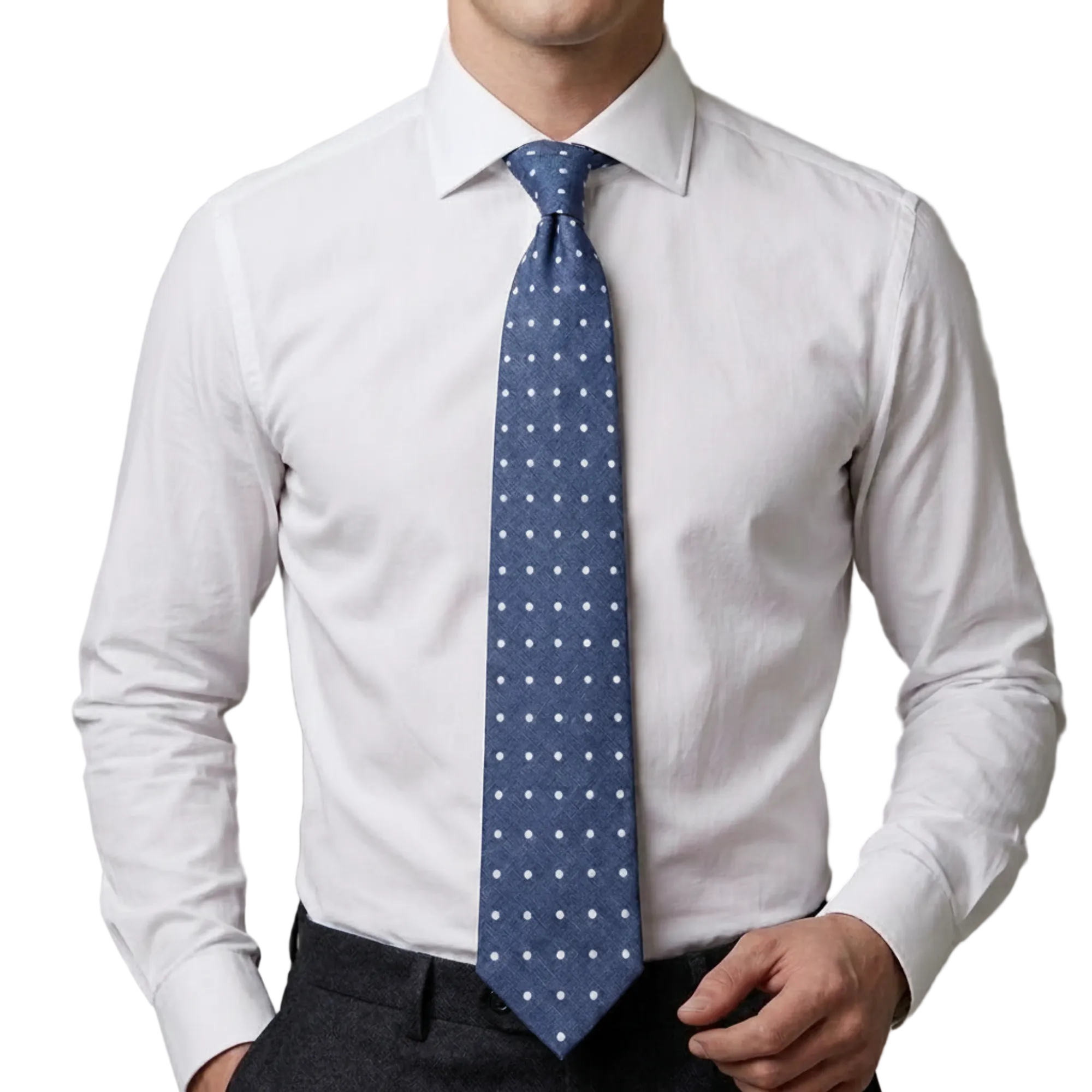 The Denim Polka Tie That Never Tries Too Hard