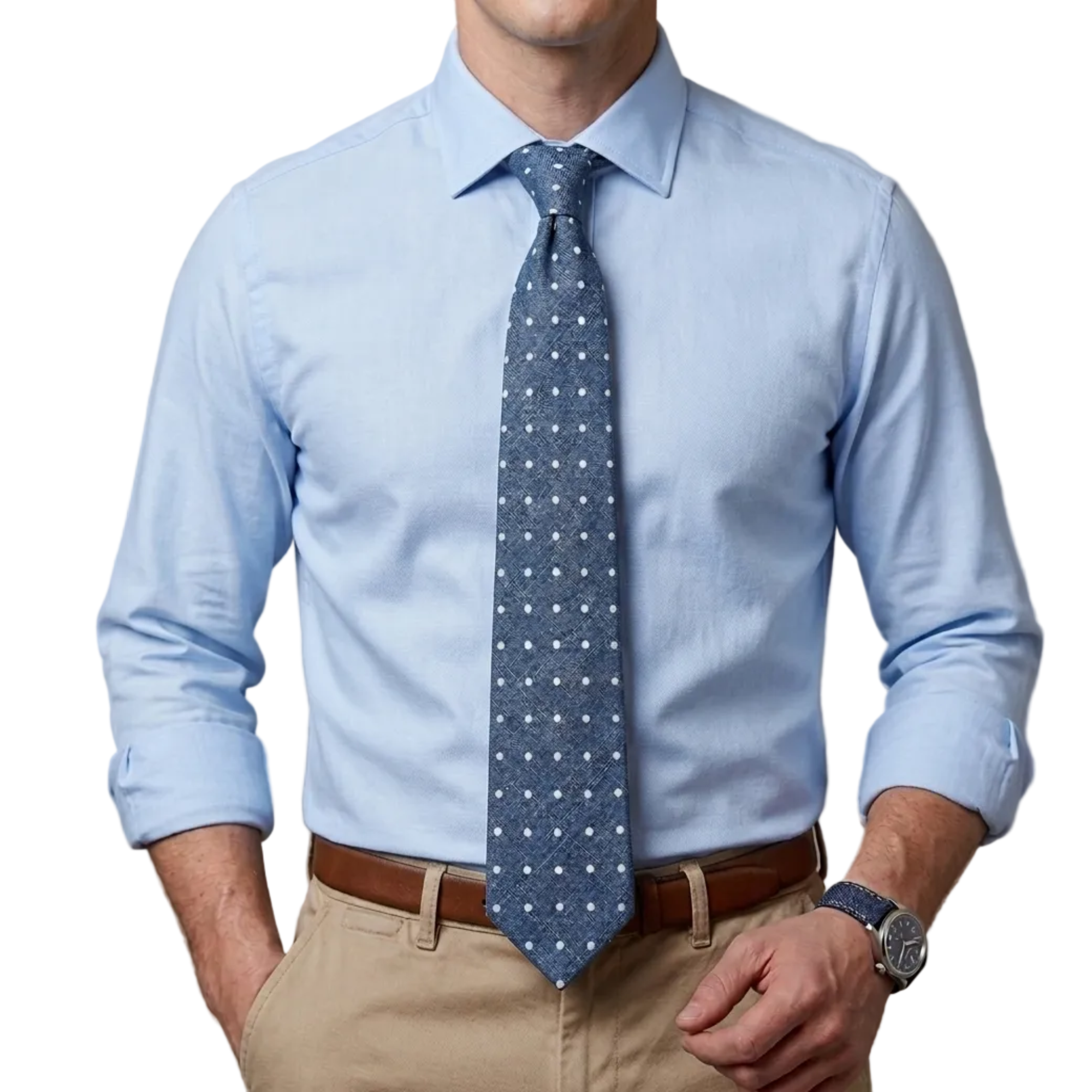 The Denim Polka Tie That Never Tries Too Hard