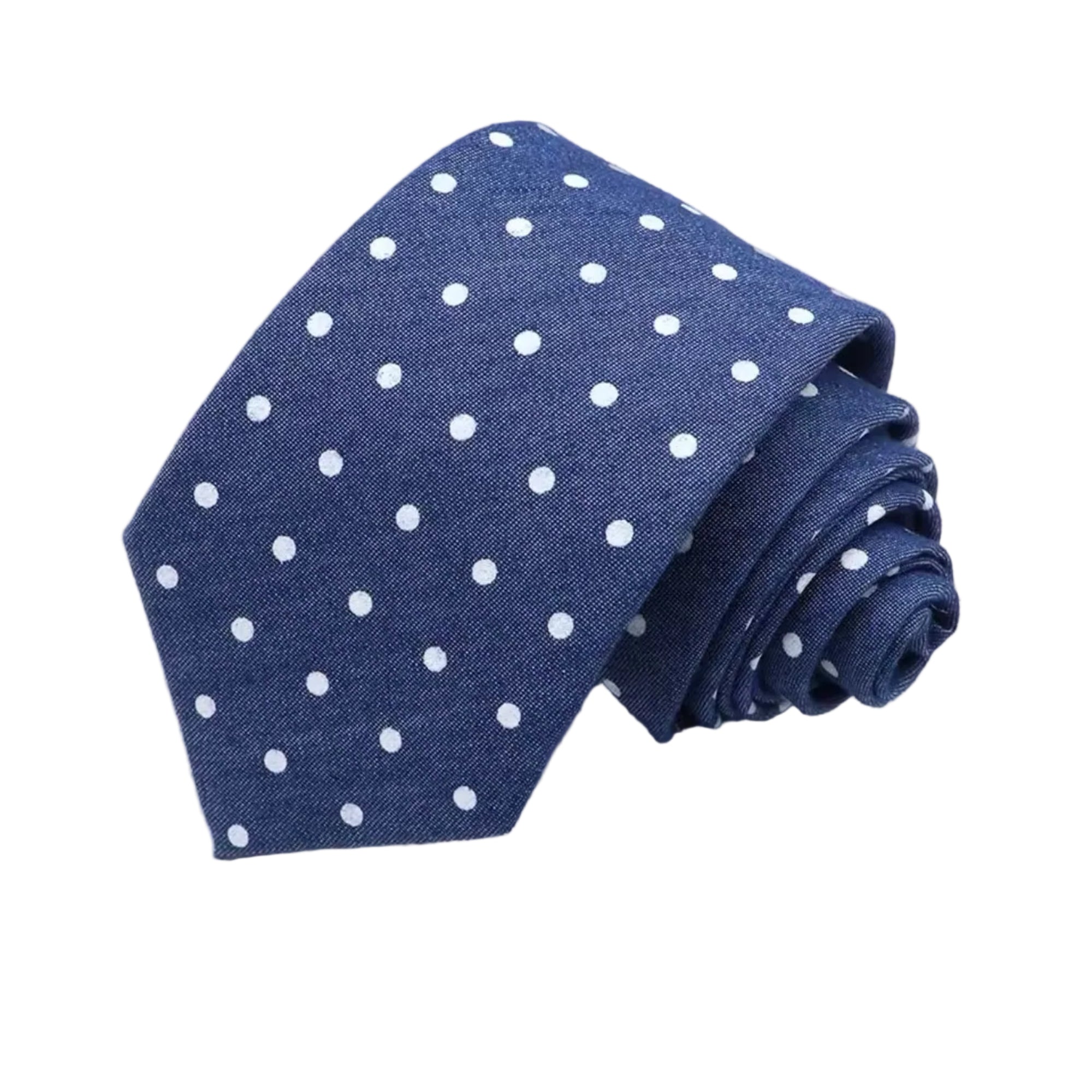 The Denim Polka Tie That Never Tries Too Hard